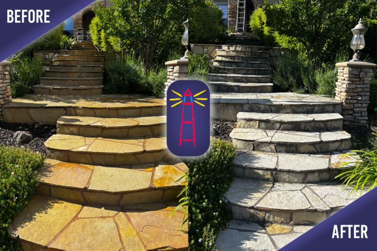 Pressure Washing Front Steps in Granite Bay